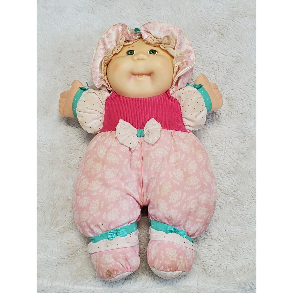 Vintage Cabbage Patch Kids Babyland Baby Rattle Pink 90s 80s Doll Toy Plush